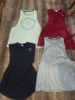 Gymshark Tank Tops Mens L 4-Pack Muscle Tank Lifting Club Logo Mixed Colors